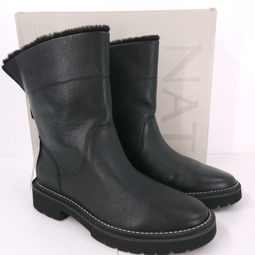 Naturalizer Sense Black Leather Ankle Winter Booties Womens‎ Size 9.5 WW